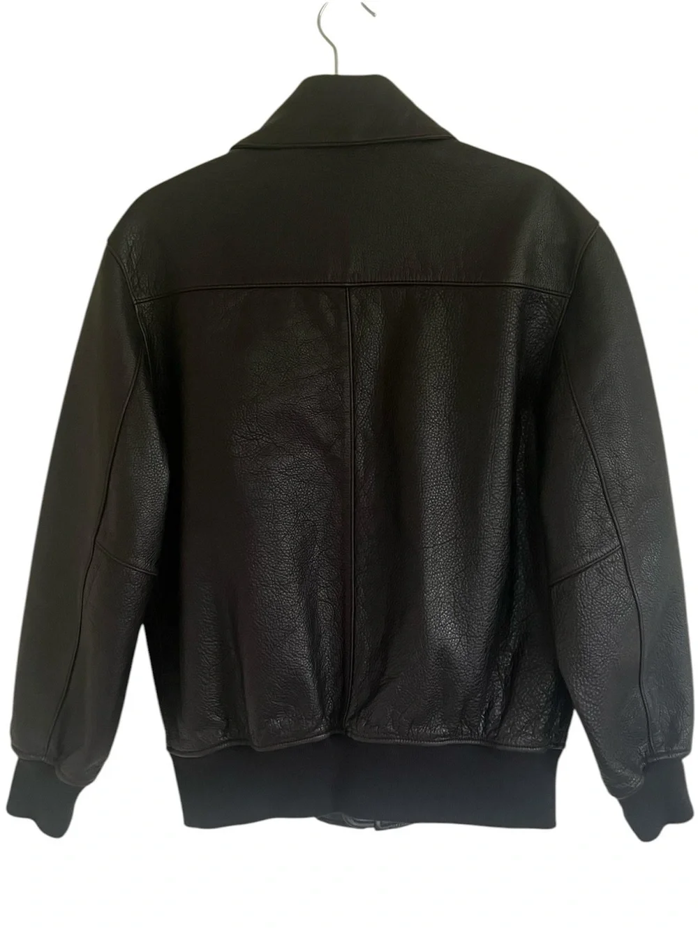 Banana Republic Black Distressed Oversized Leather Bomber Jacket XS